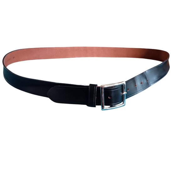 Vintage Mens 44 Leather Black India 1990's With Silver Buckle - Picture 2 of 6